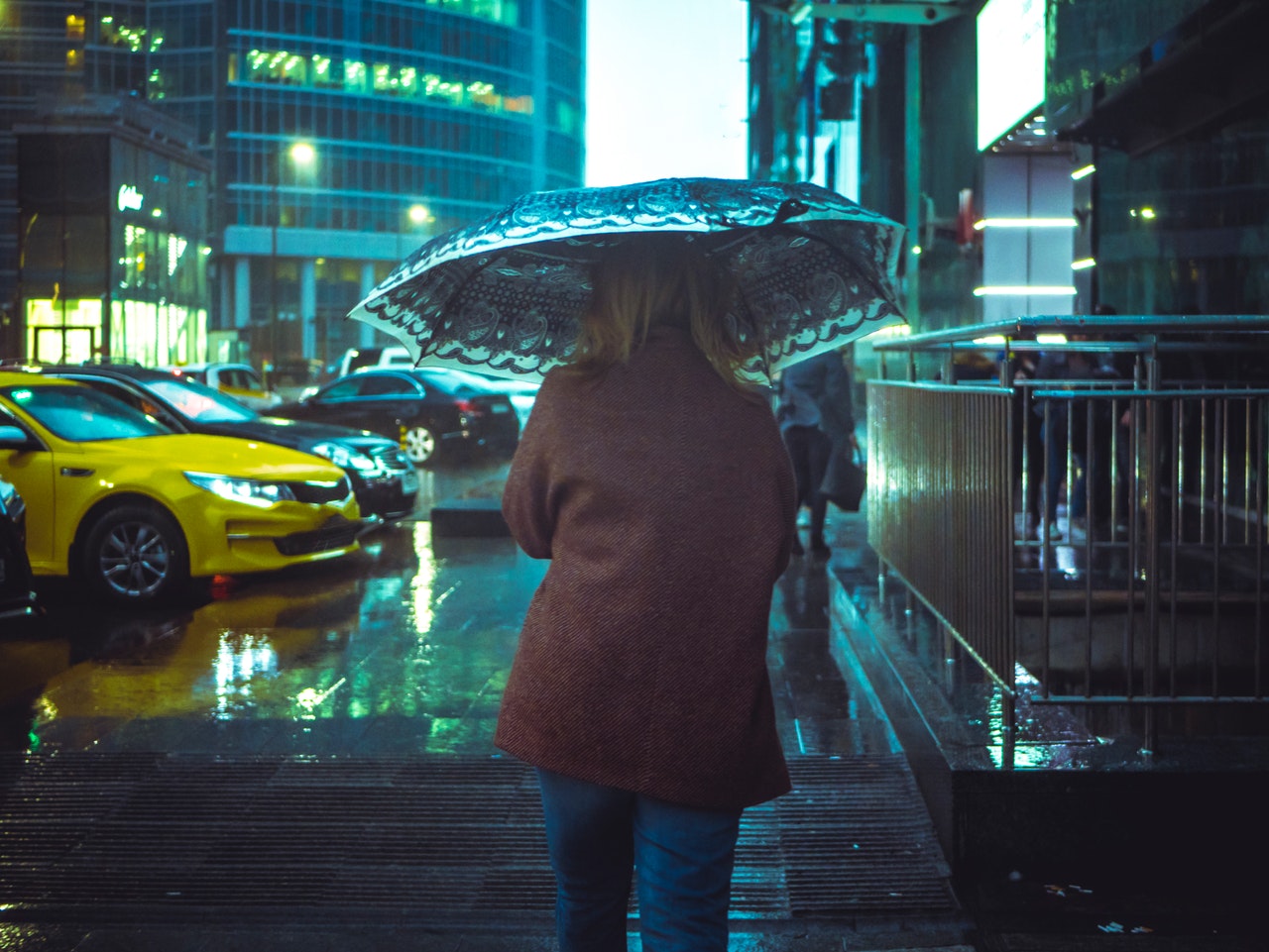 wet coat and umbrella